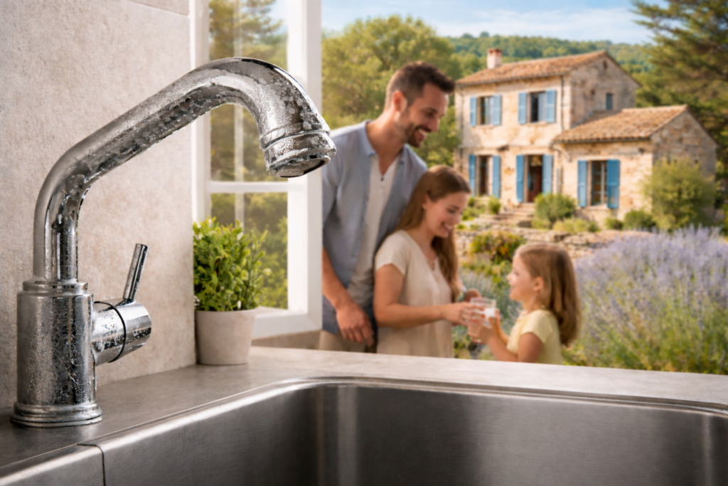 Robinet eau calcaire dans une maison en PACA